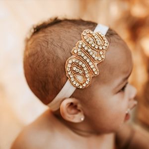First Birthday headband One Rhinestone Applique smash cake hair photoshoot